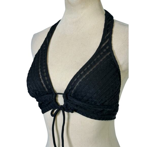 Robin Piccone Carly Lace Halter Bikini Top in Black Size XS - Picture 12 of 14